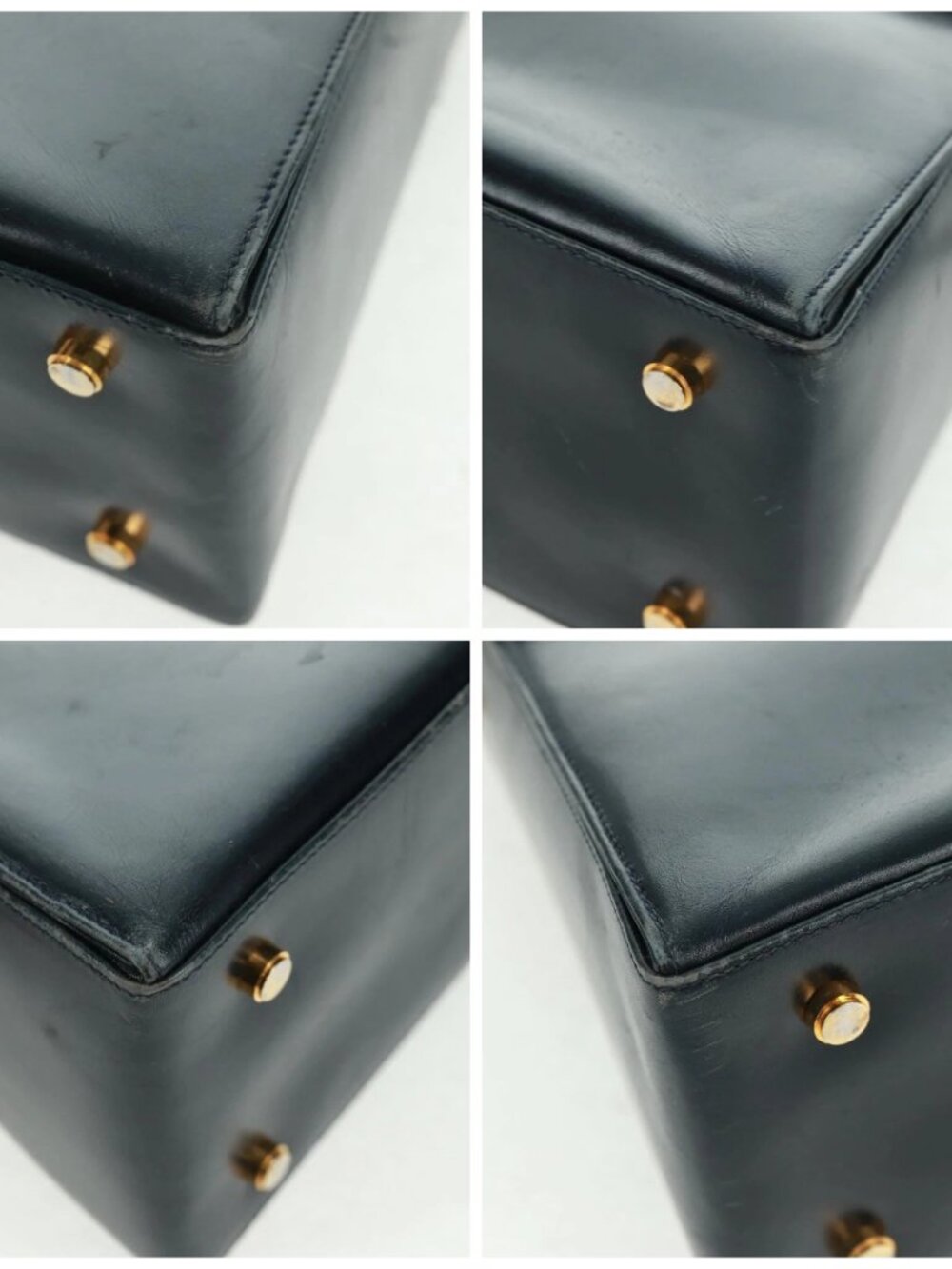Salvatore Ferragamo Gancini Hand Bag Leather 2way Navy Gold - Picture 13 of 16